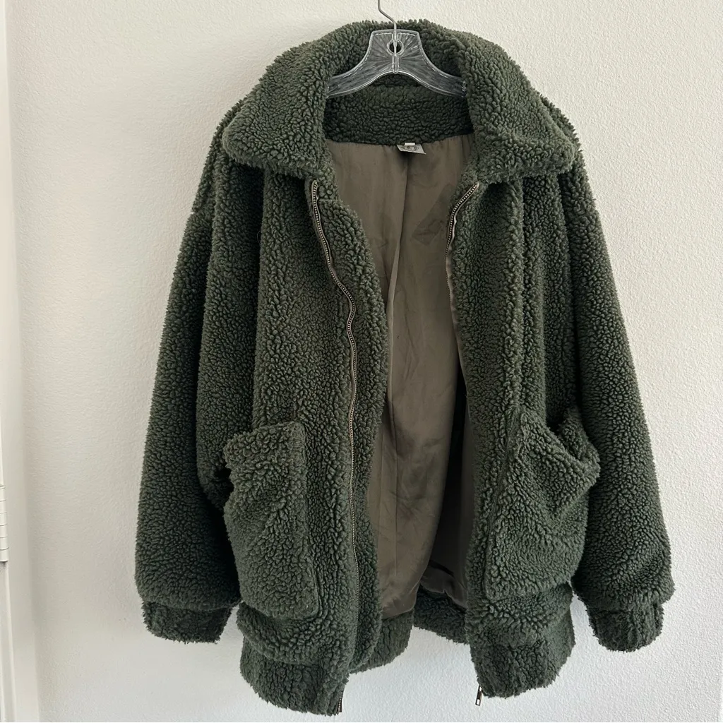 Angel Biba Cozy Green Sherpa Teddy Jacket One Size - Image 2