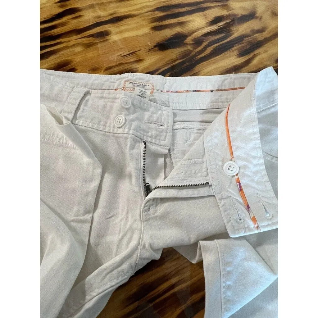 American Eagle Jeans Women Size 10 Wide‎ Leg Crop Stretch White Classic Preppy - Image 9