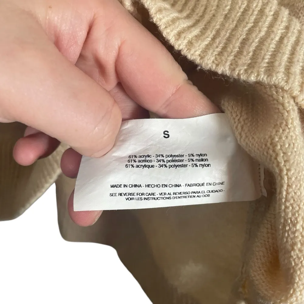 Christian Siriano New York Women’s Crewneck Pointelle Sweater in Beige Size S Tan - Image 9