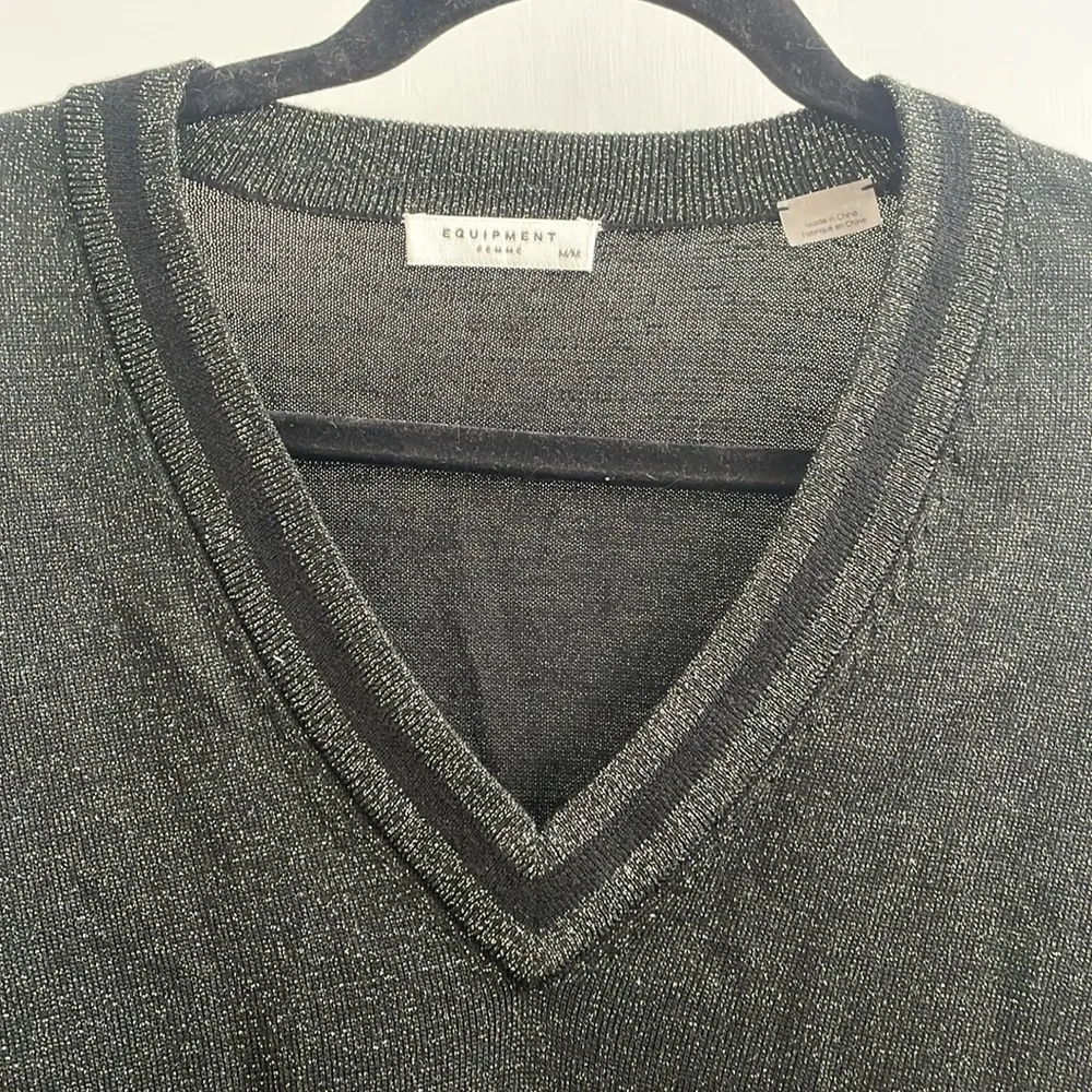 Equipment, black sparkly v-neck sweater size medium🐶 - Image 3