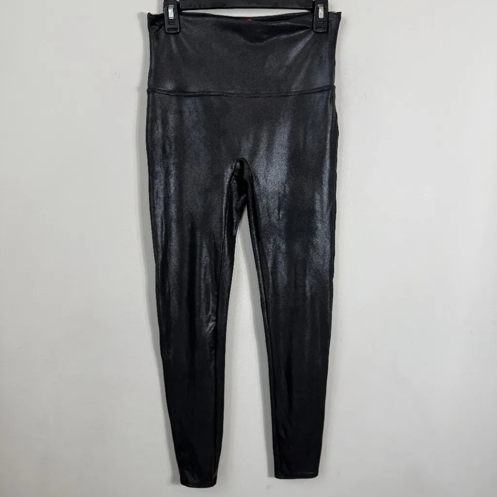SPANX SPANXshape Faux Leather Leggings Women's XL Black Smoothing Shiny Slimming - Image 6