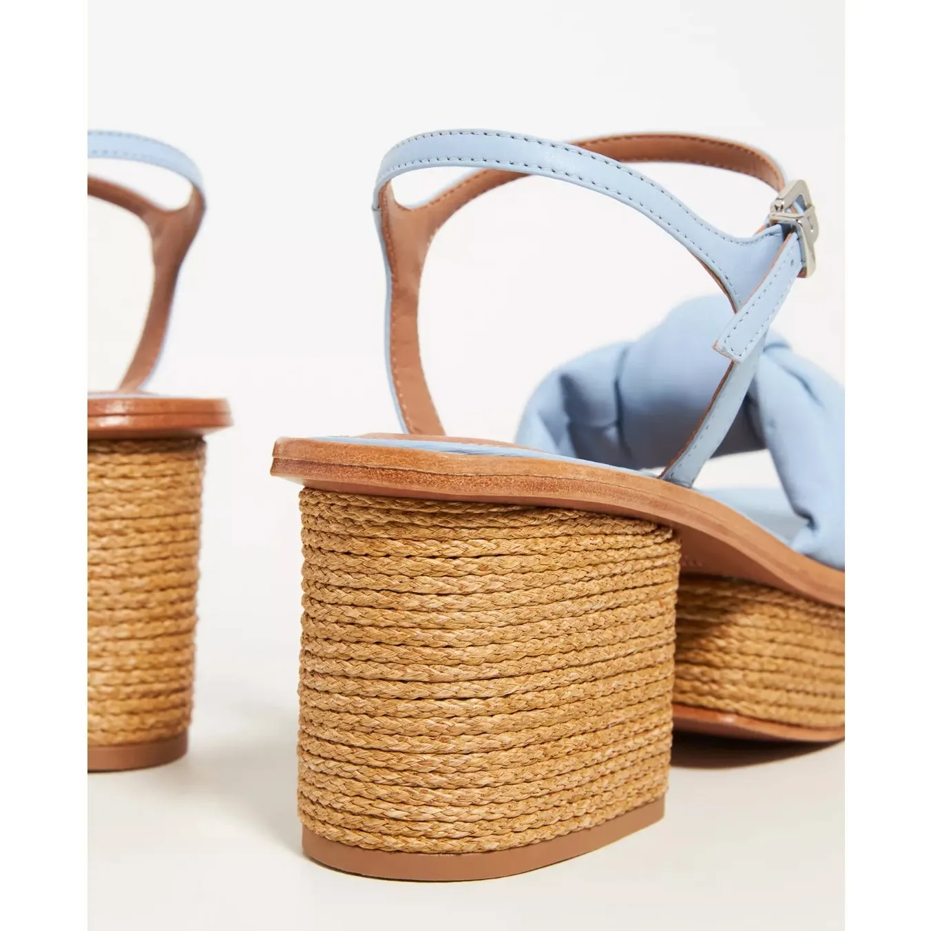NEW Anthropologie Vicenza Knotted Woven Platform Sandals Size 8 Blue Rattan - Image 4