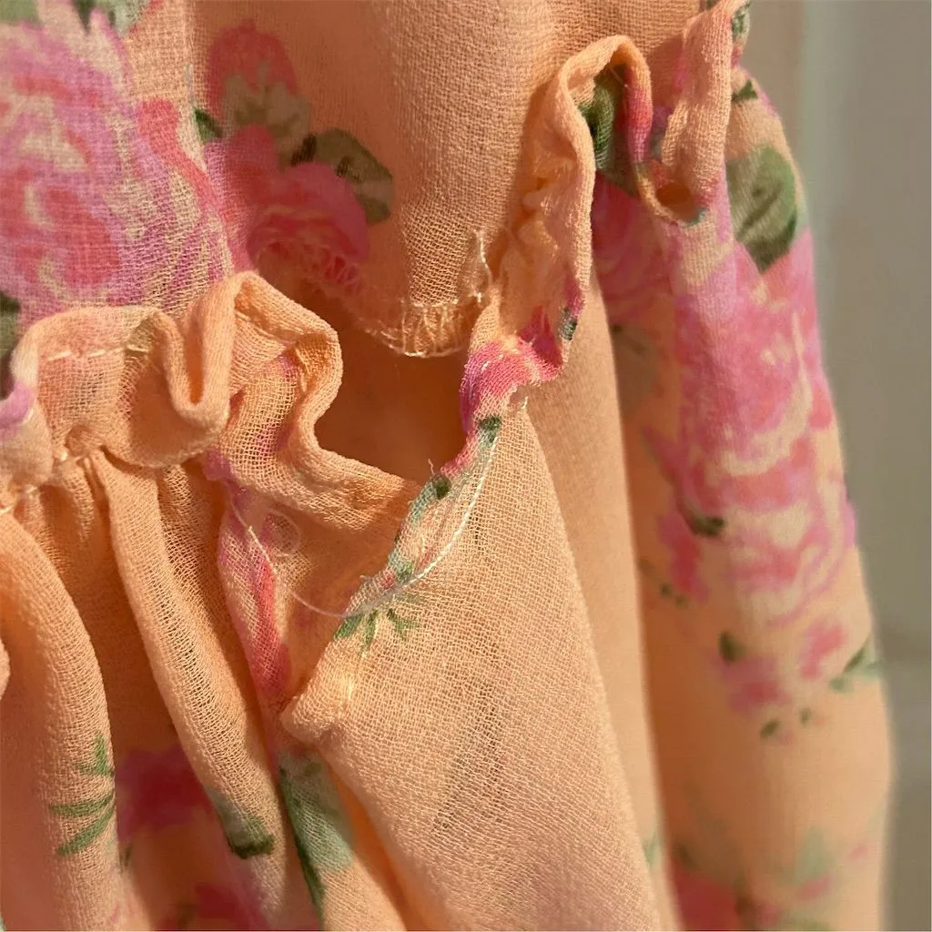 LoveShackFancy Pink Floral Ruffled Midi Dress Size 6- flaw - Image 16