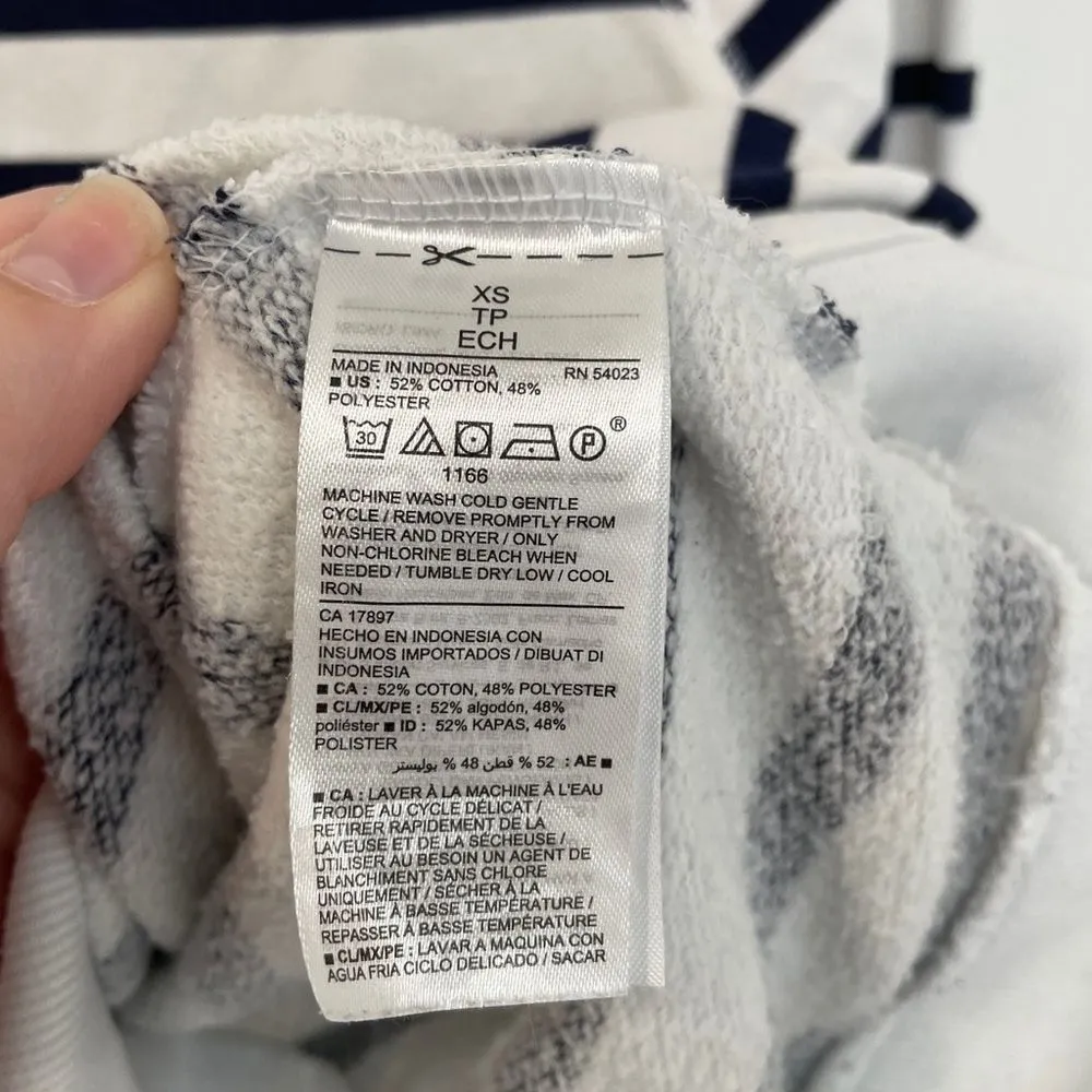 Old Navy White and Navy Blue Crew Neck Lightweight Sweatshirt Women’s Size XS - Image 4