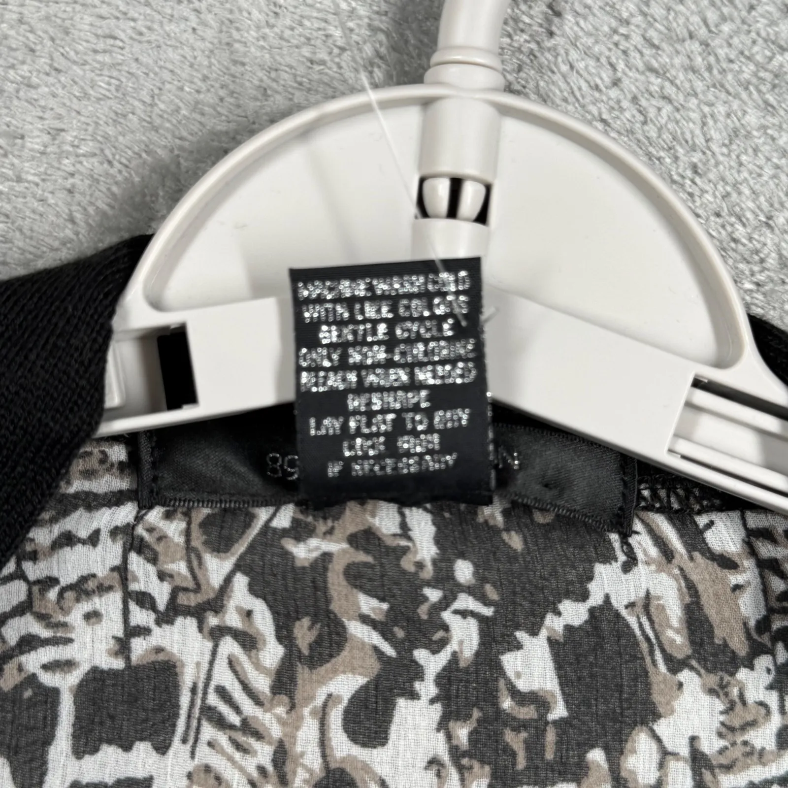 89th & Madison Black Cardigan Sweater Women Large Sheer Printed Back Open Front - Image 7