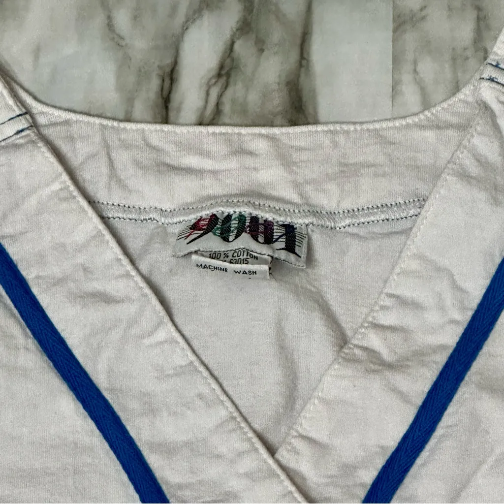 Blue White Knit Button Up Women's Cardigan True Vintage 80s 90s Sporty Graphic Size M - Image 5