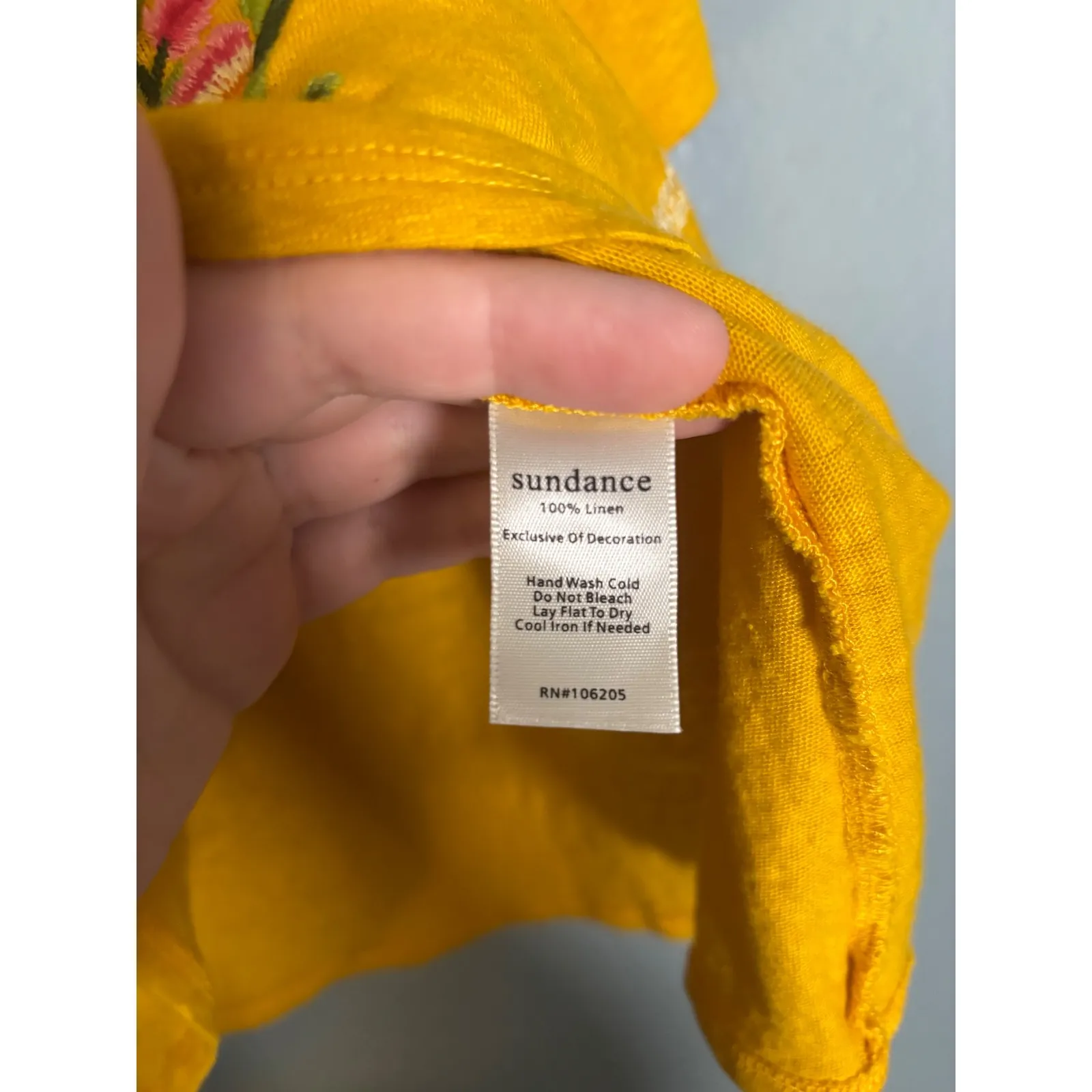 Sundance Dancing Garden Yellow Floral Embroidered Linen Top Small - Image 6