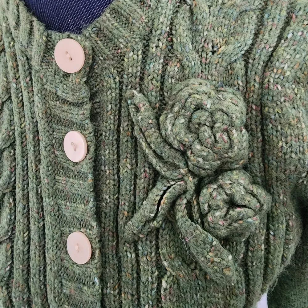 Hasting & Smith Heathered Green Wool Blend Cardigan Sweater - Image 8