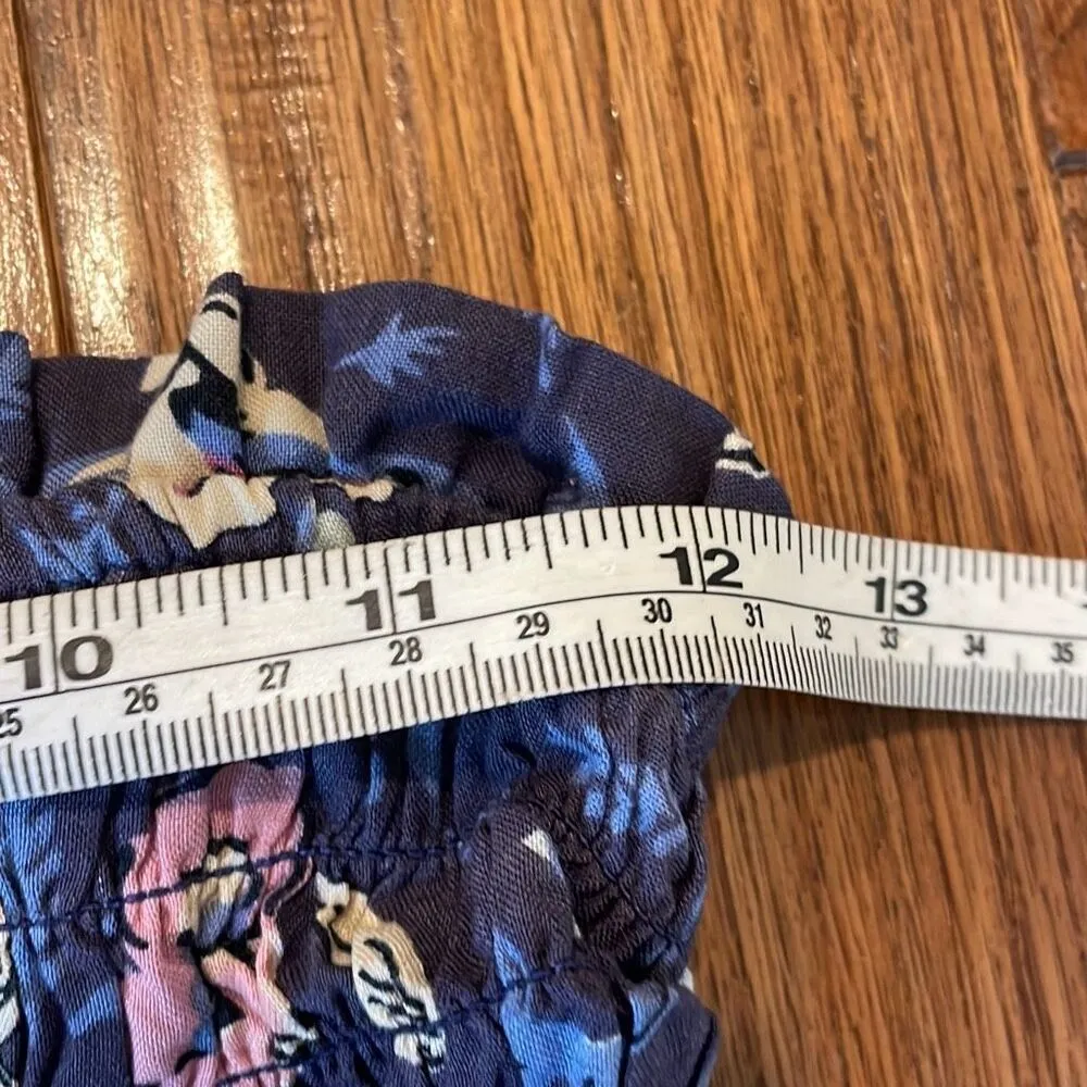 Jessica Simpson smocked block print purple strapless romper XS - Image 6