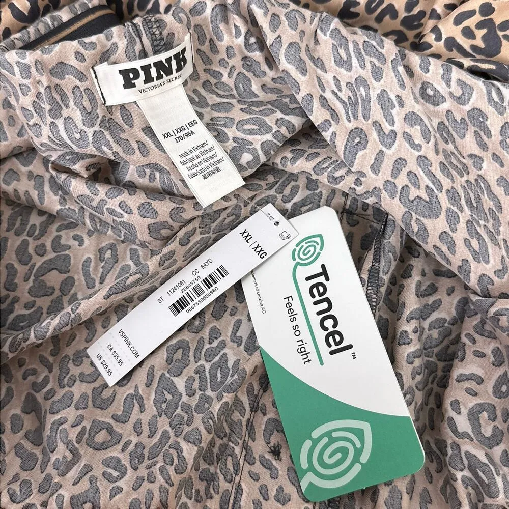 Pink Victoria’s Secret Boxy Pajama Shorts Women's XXL Tencel New Animal Print - Image 6