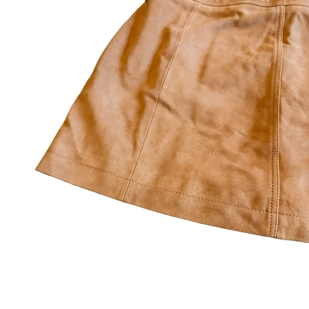 Free People Livin’ for Love Suede Goat Leather Mini Skirt Camel Belt Size 6 NWT - Image 6