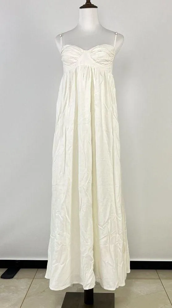 NWOT Farm Rio Linen Blend White Sleeveless Maxi Dress Size S - Image 5