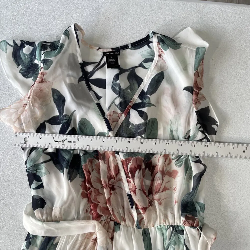 Kate and Lily Womens Floral Chiffon Wrap Maxi Dress Size 4 Semi Sheer Top Fairy Pink - Image 8