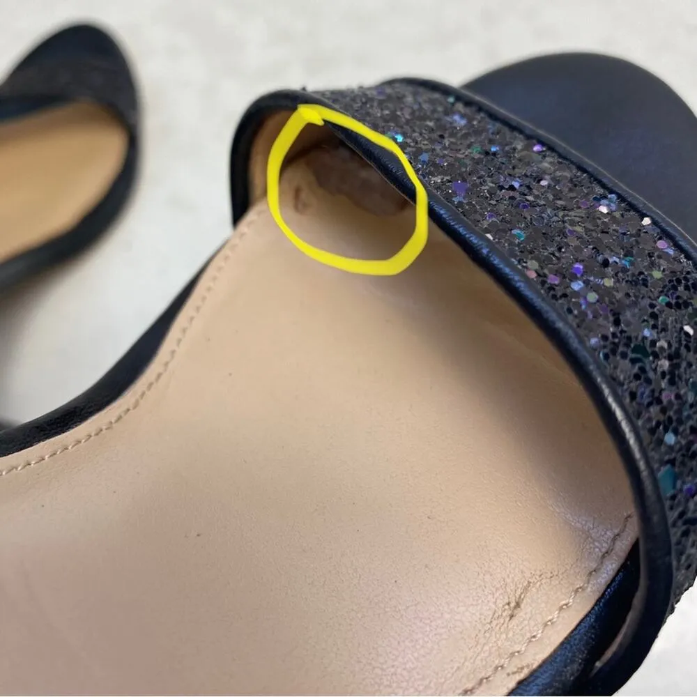 Katy Perry Black Chunky Glitter Sequin Rounded Heel Shoes Size 9 - Image 7