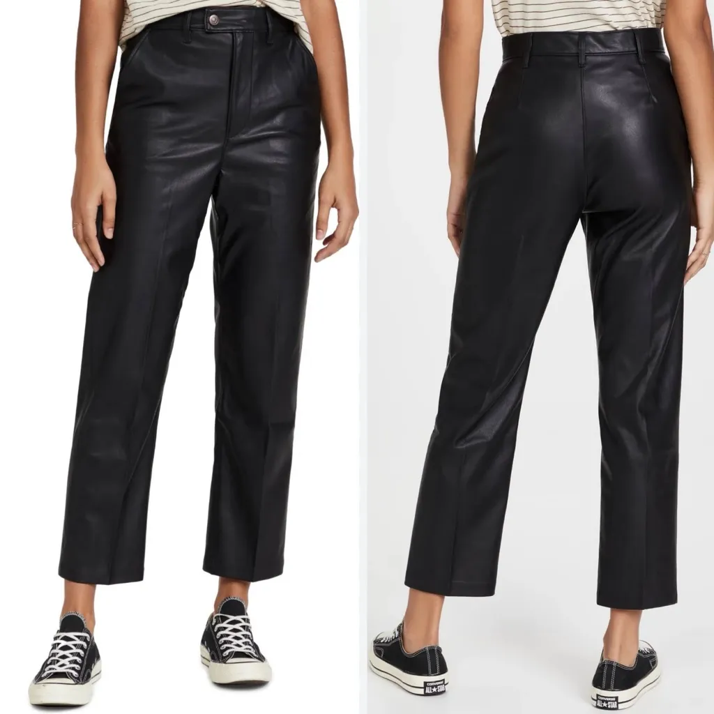 Levi’s Math Club Slacks Faux Leather Trouser High Rise Straight Leg Pant Sz 30 - Image 2