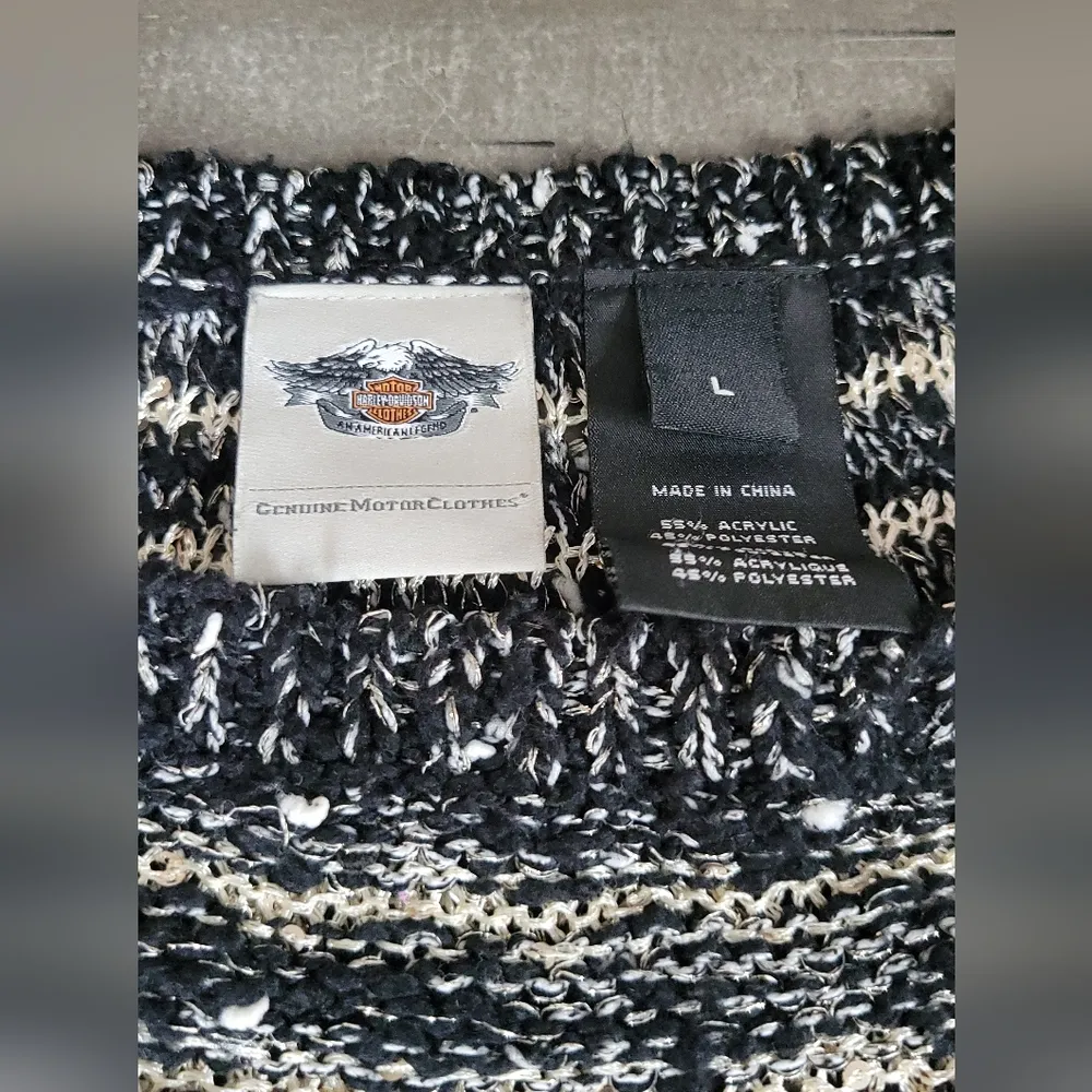 Harley Davidson Sparkled Striped Sweater Size L *flawed* Silver Size L - Image 10