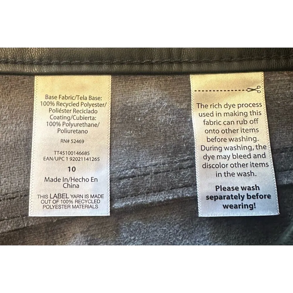 Time and Tru High Rise Straight Leg Black Faux Leather Womens Pants Size 10 - Image 6