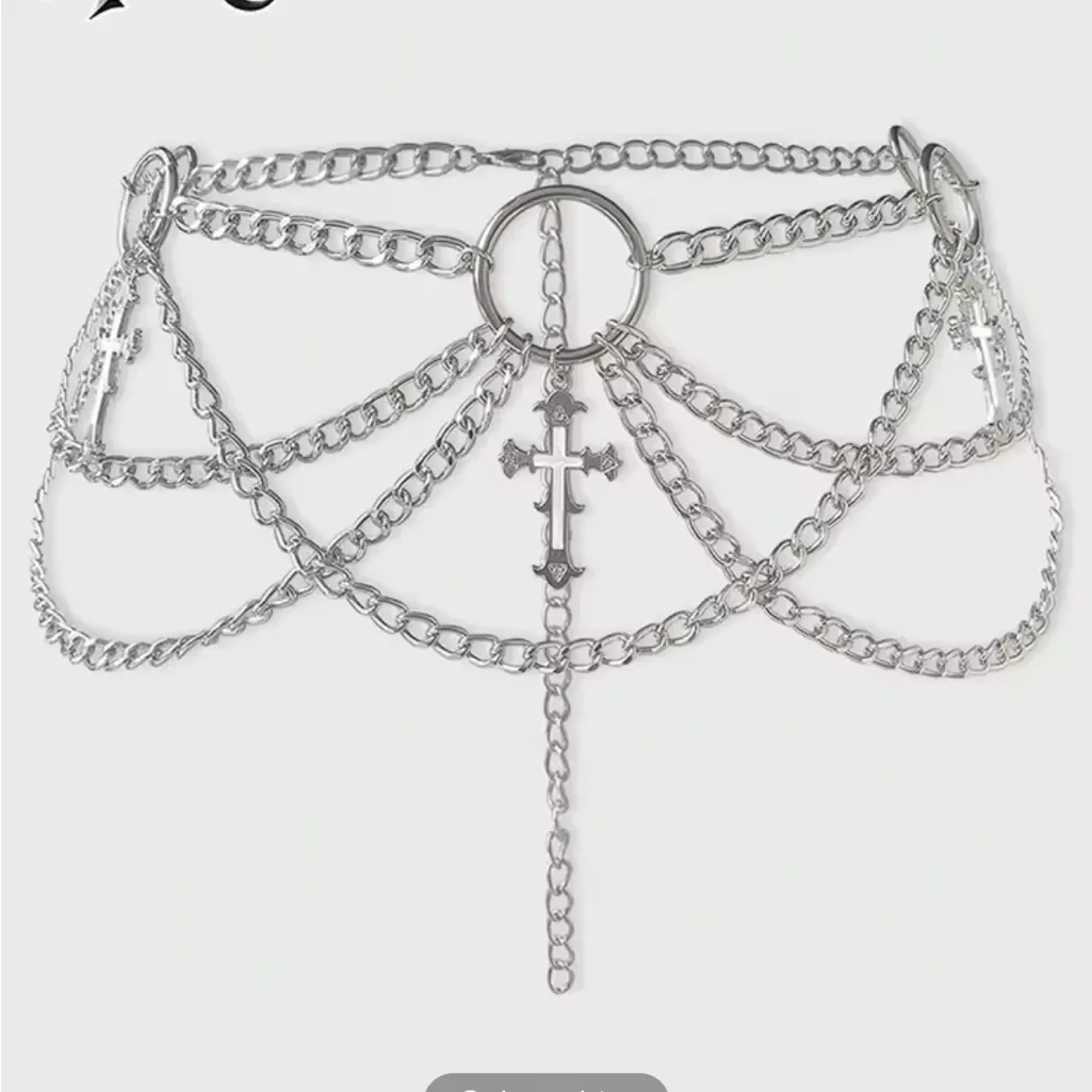 Silver Chain Belt with Cross Design - Image 3