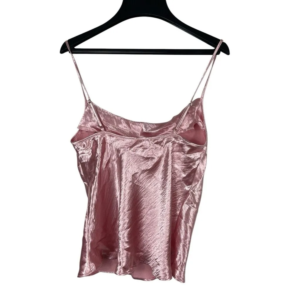 Victoria Secret Y2K 2000s Shiny Pink Cowl Neck Spaghetti Strap Sleeveless Top S - Image 4