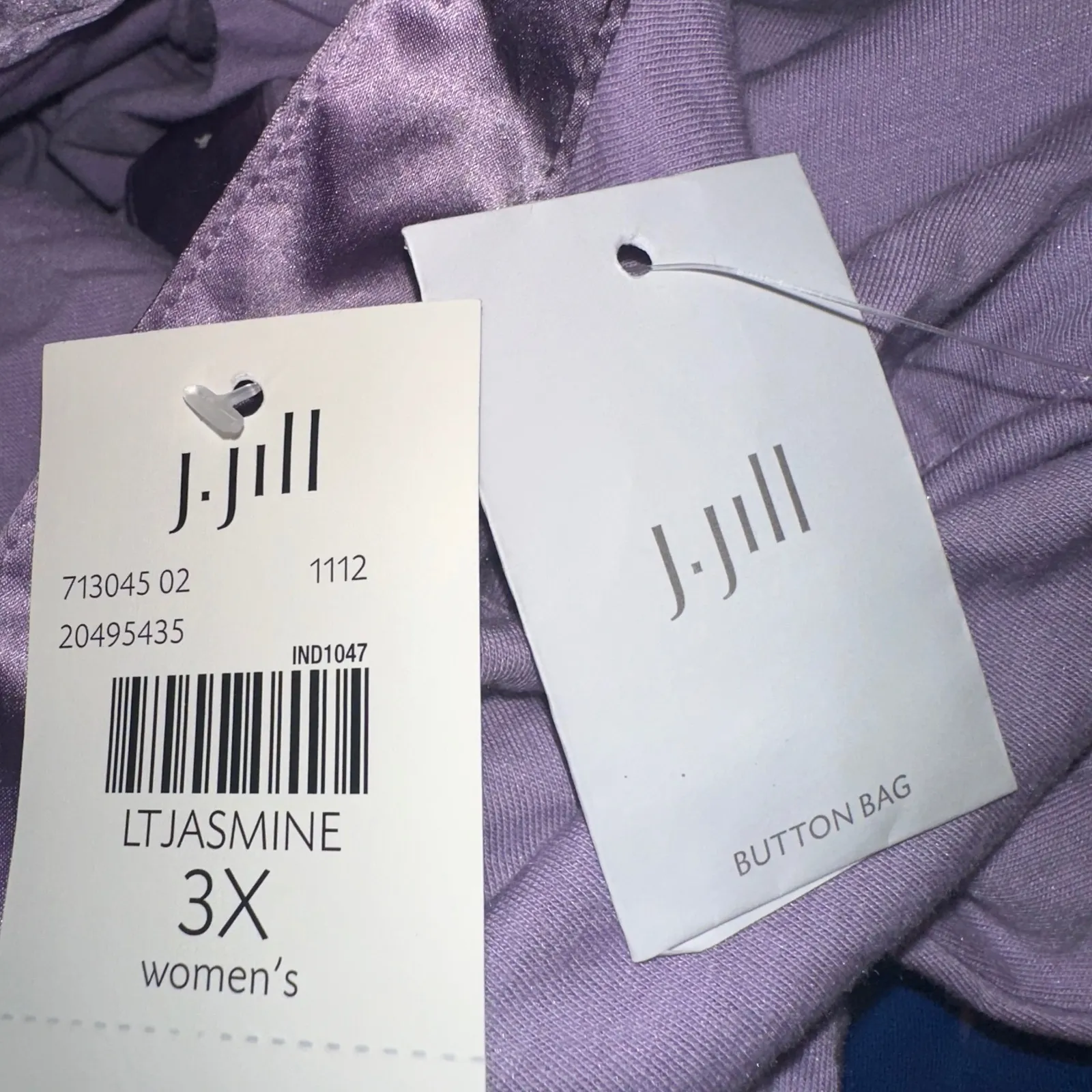 J.Jill Women's 3X Lavender Silk Trimmed Henley Shirt Top Long Sleeve‎ NEW - Image 6