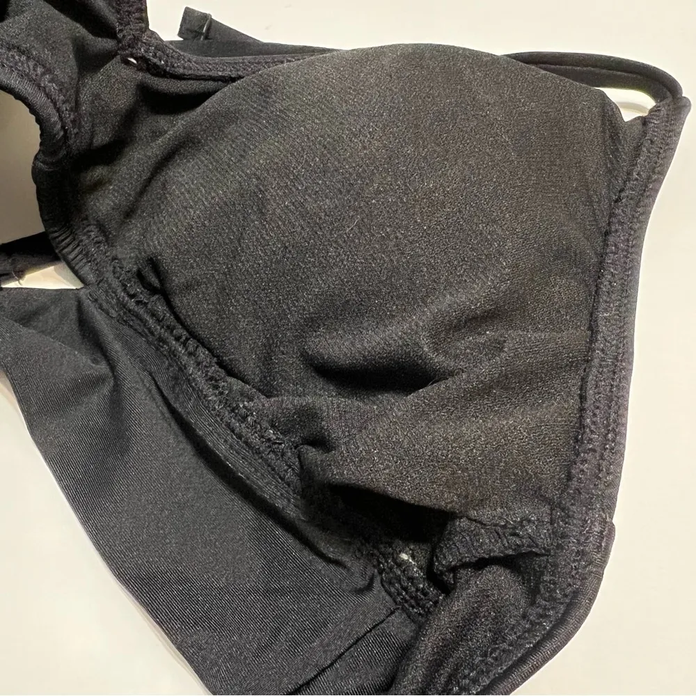 Kona Sol Tie Front Halter Bralette Bikini Top Black NWOT S - Image 5