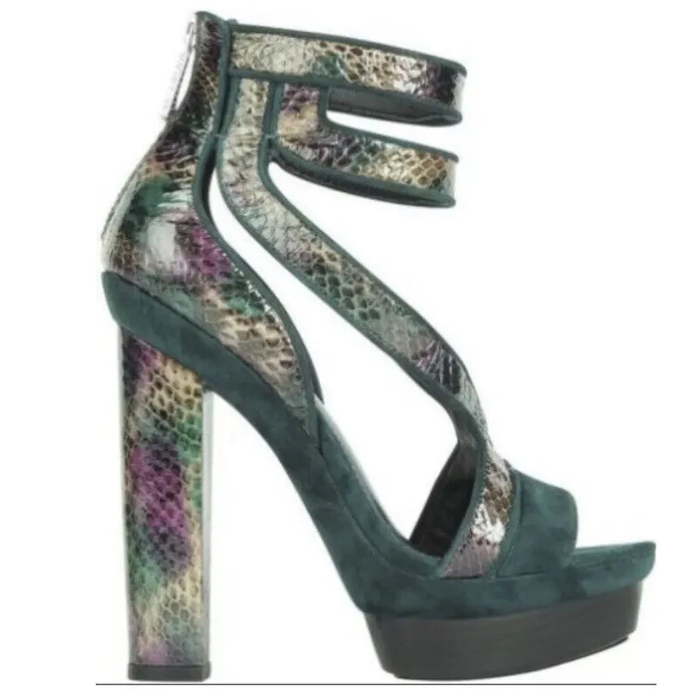 Rachel Zoe Payton Green Suede And Reptile Platform Sandal Women’s 7.5 NWT - Image 5