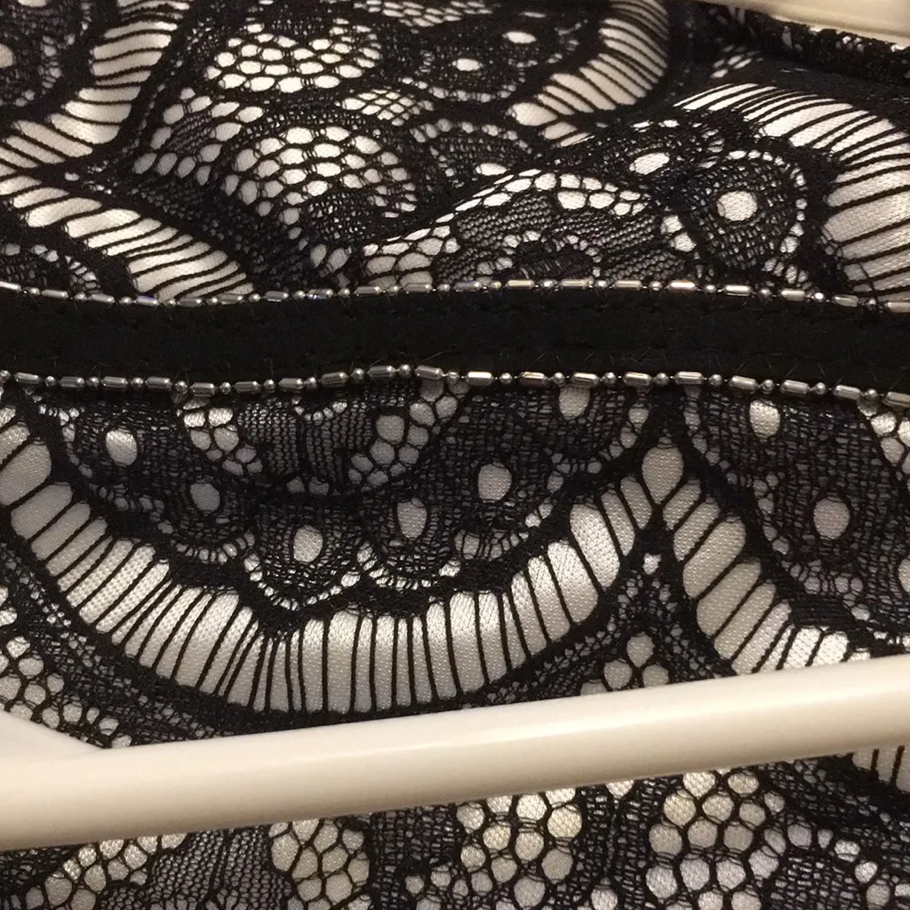 New Women’s Beautiful Adrianna Papell Lacey Dress Black Ivory Size 12 - Image 10