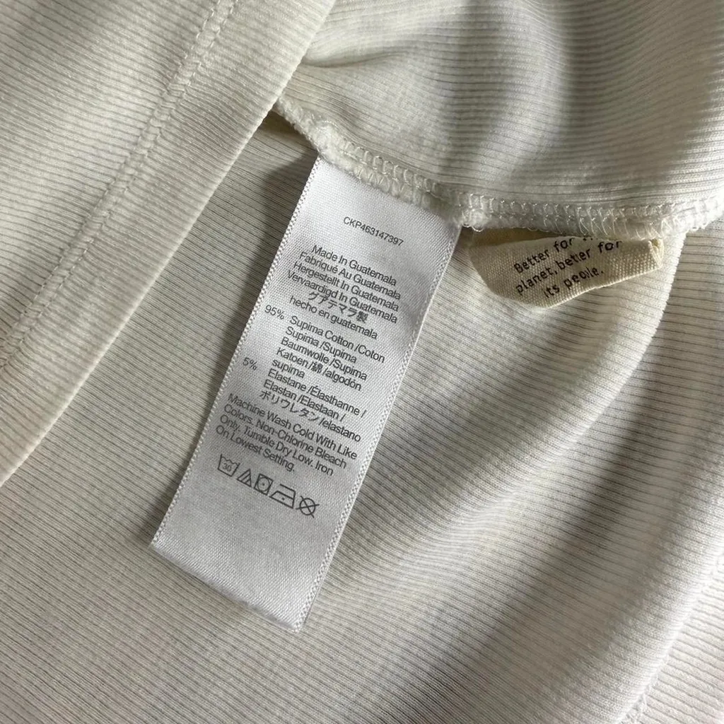 Marewell White Cotton Ribbed Basic CrewneckT-shirt - S - Image 4