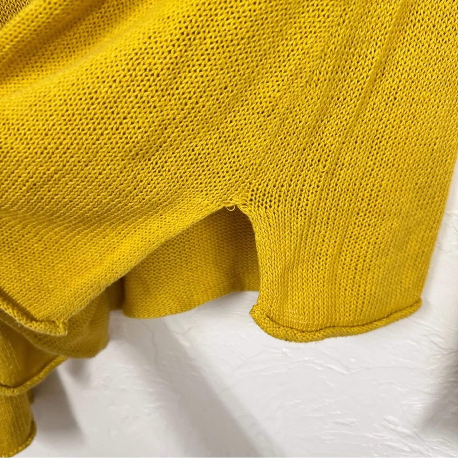 Moth Anthropologie Yellow Linen Open Knit Pullover Sweater Womens S Beach Casual - Image 11