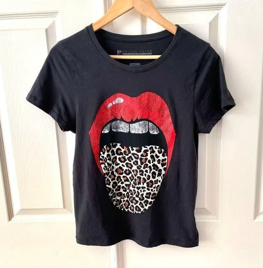 Prince Peter Collection black leopard tongue short sleeved graphic T shirt - Image 13