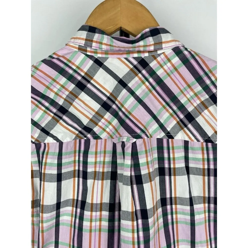 J. Crew Multicolor Plaid Classic Fit Long Sleeve Button Down Collared Top Size 2 - Image 8