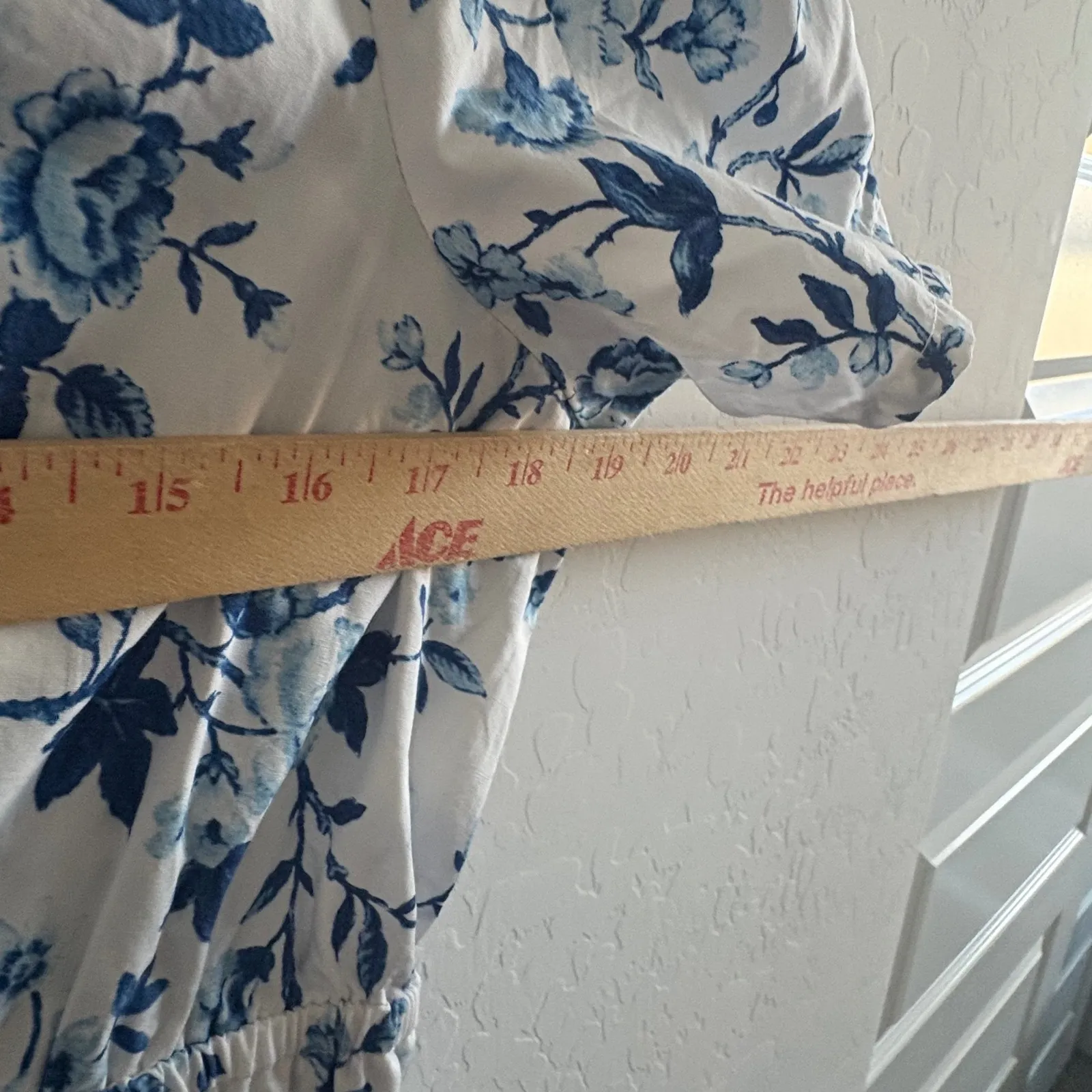 French Connection Floral Print Midi Dress Blue White Cottagecore Casual - Image 6