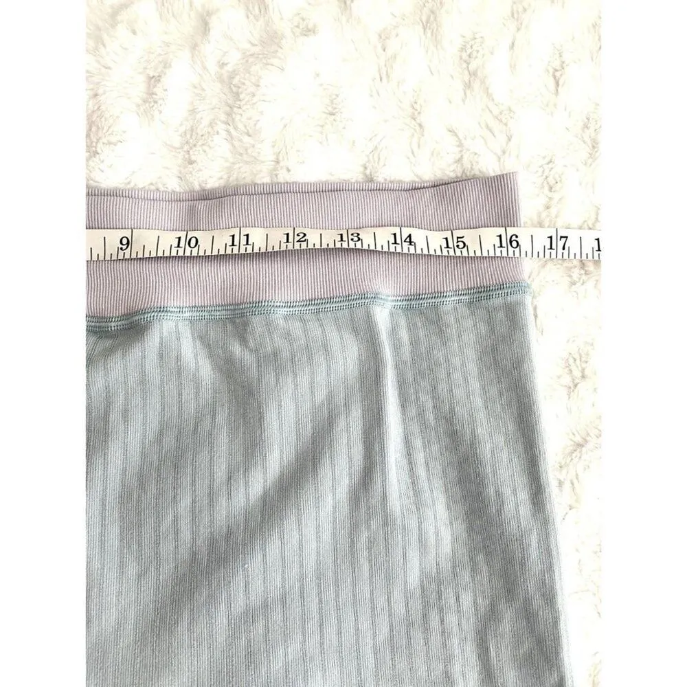 Anthropologie Blue Ribbed Athleisure Loungewear Workout Bike Shorts M/L - Image 4