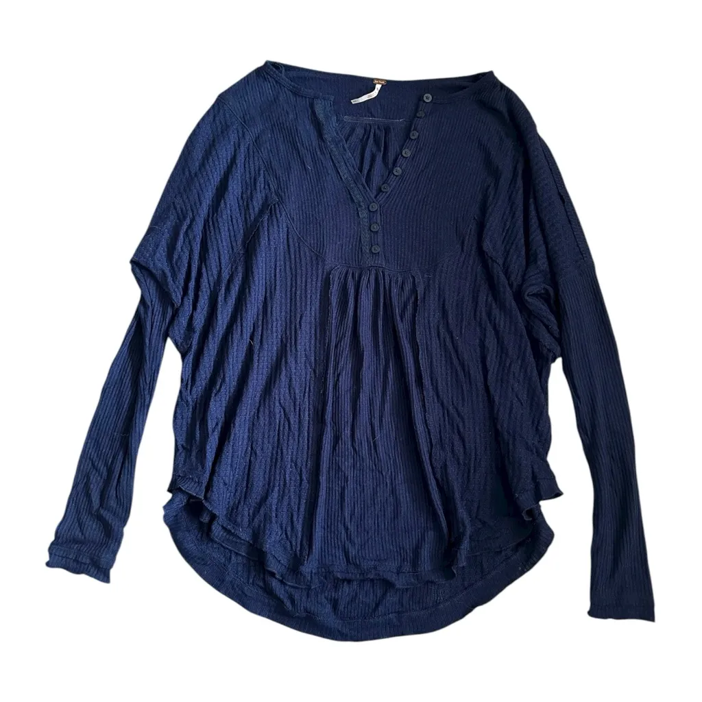 Free People Navy Blue Leo Henley Top - Image 2