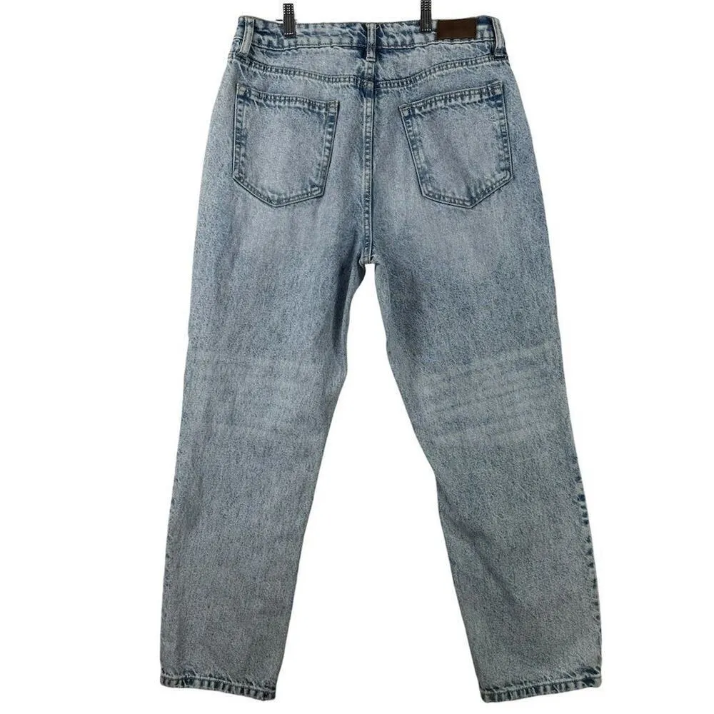 Hidden High Waist Mom Jeans Women Size 31 Blue Denim 90s Dip Dyed Grunge Hip Hop - Image 2