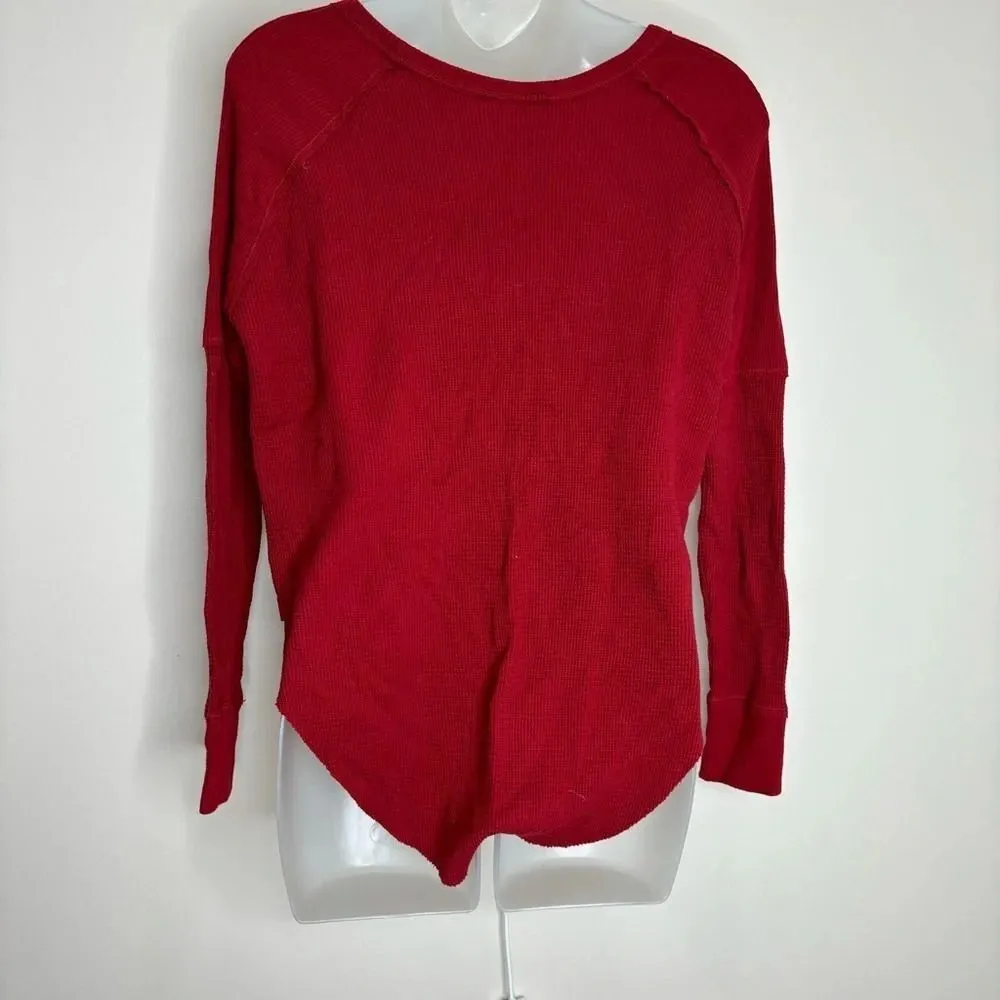TNA Red Alder Thermal Waffle Knit Tee Long Sleeve Winter Lounge size XS Casual - Image 4