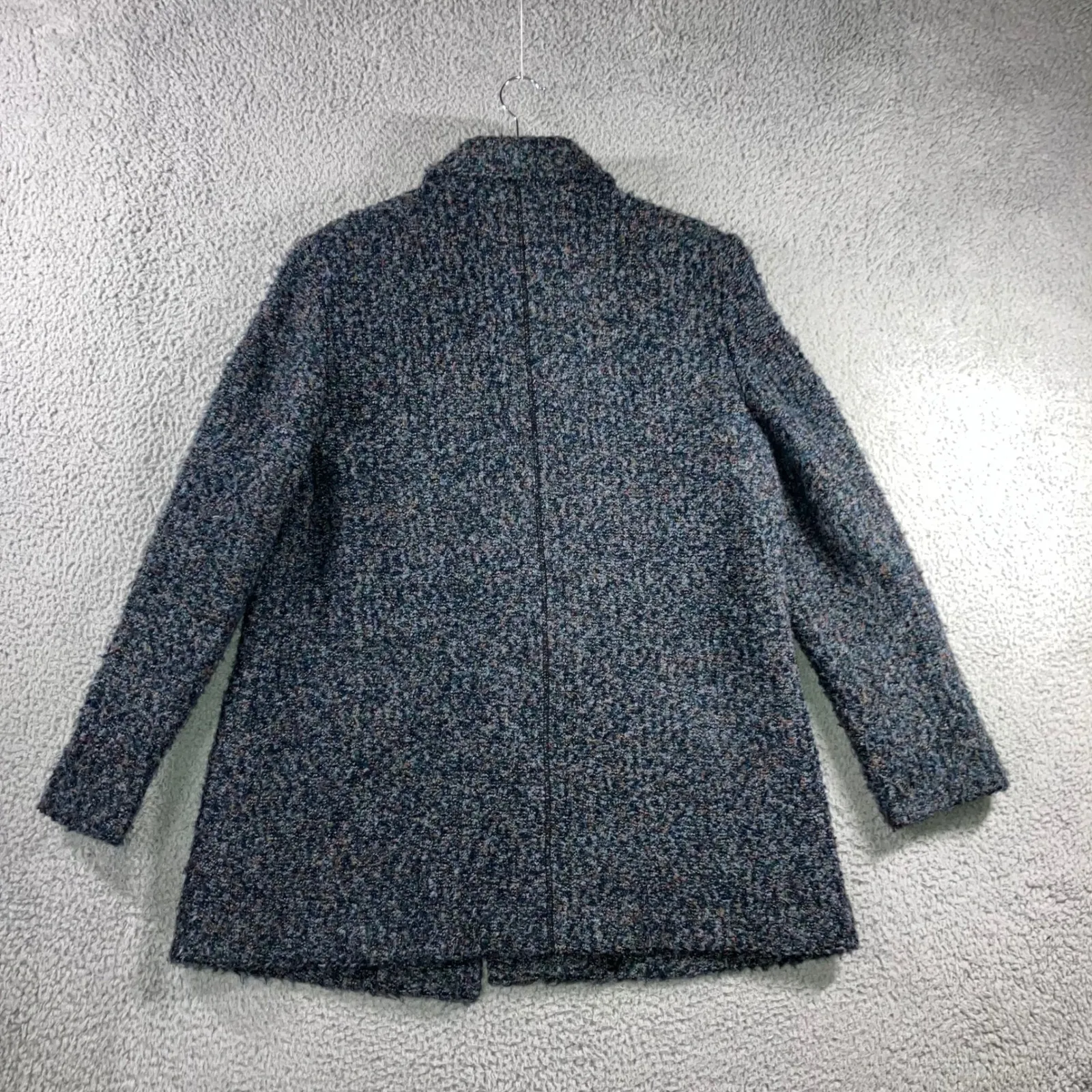Vintage Holly Deb PeaCoat Women Large‎ Tweed Nubby Button Front Academia Blue - Image 3
