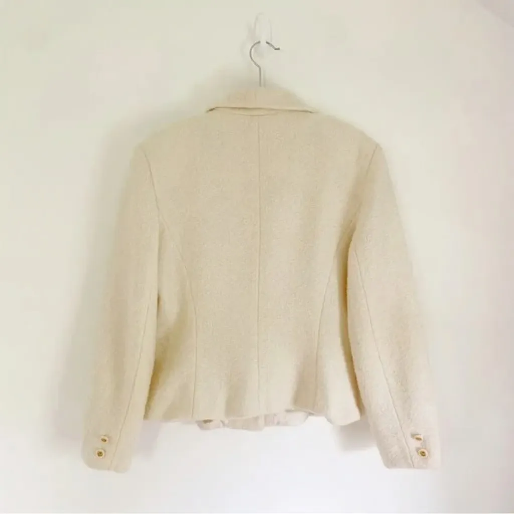 Vintage 90s Wool Knit Jacket Cream/Ivory - Image 7