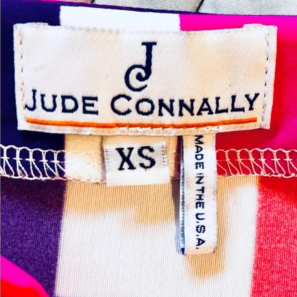 JUDE CONNALLY Sleeveless Retro Print Mod Blocks Knee Length Sheath Dress XS Pink - Image 8