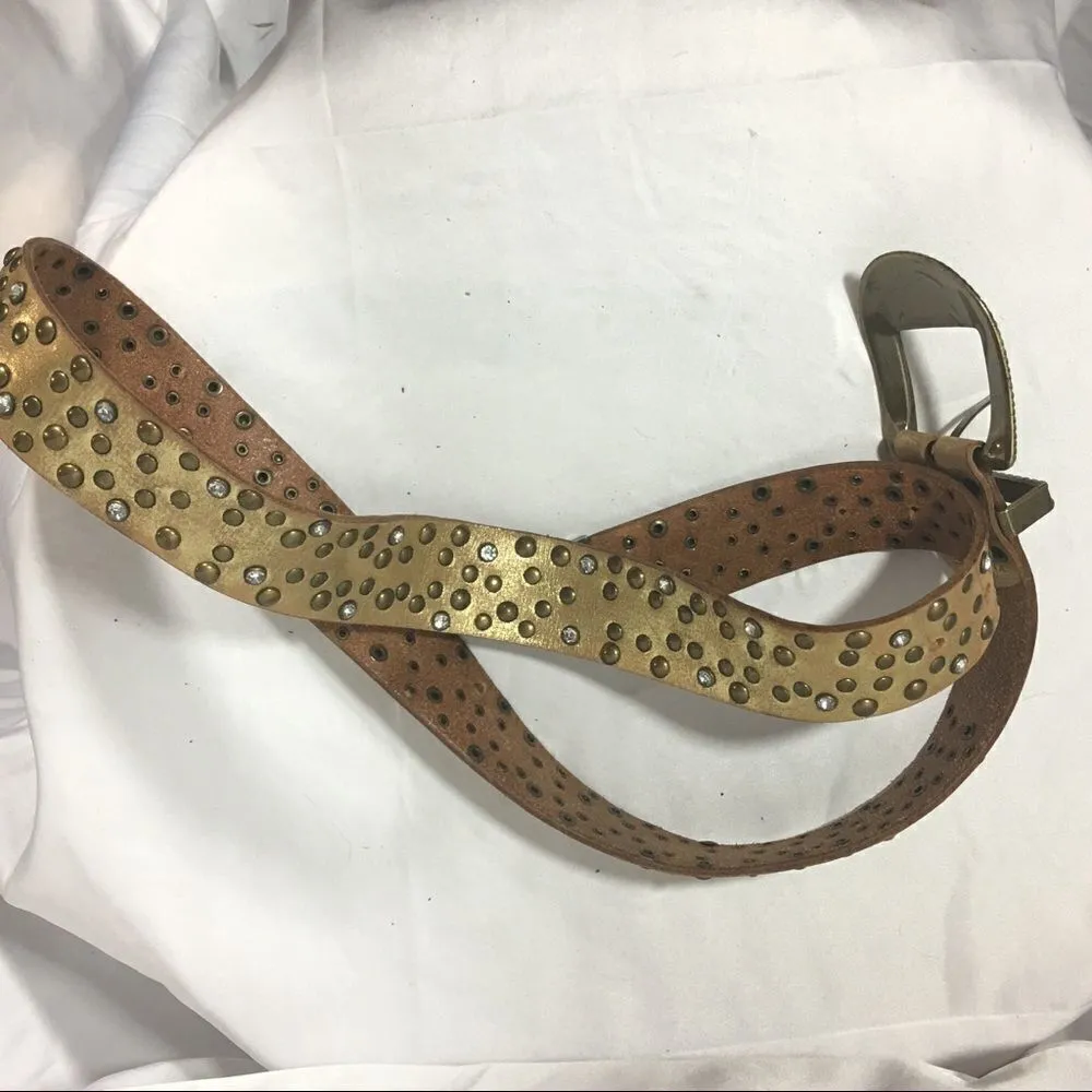 Vintage Arizona gold leather embellished belt - Image 4