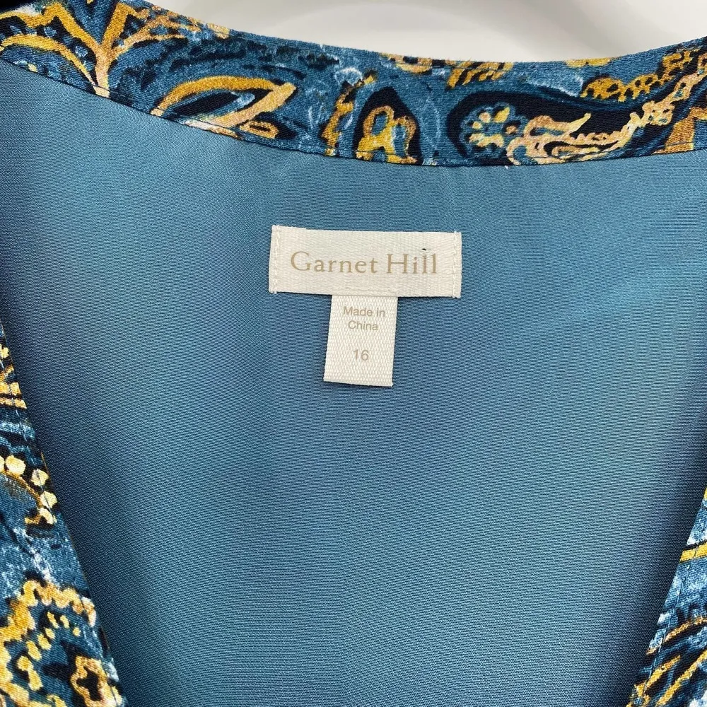 Garnet Hill Mini Dress Long Sleeve Blue Multicolor Knee Length Womens Size 16 - Image 6