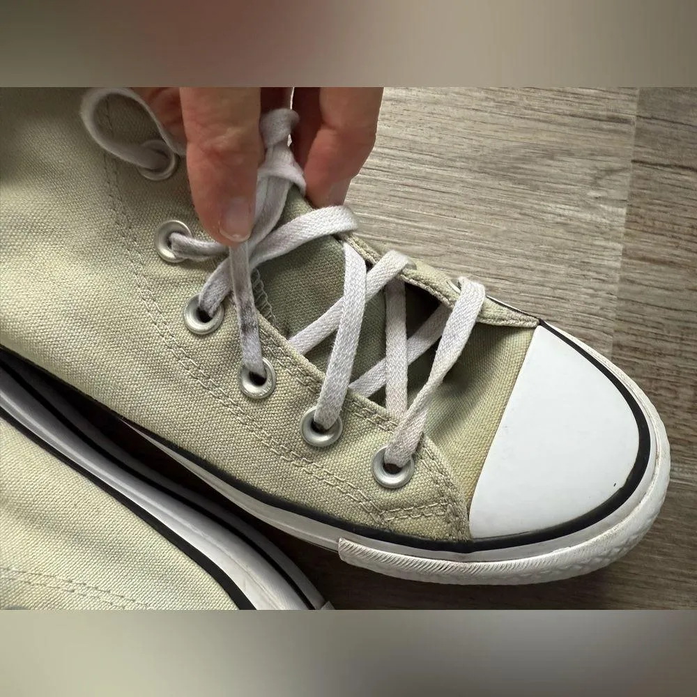 Converse All Star Platform Sneakers High Tops Sage Green White Size 6 Chucks - Image 16