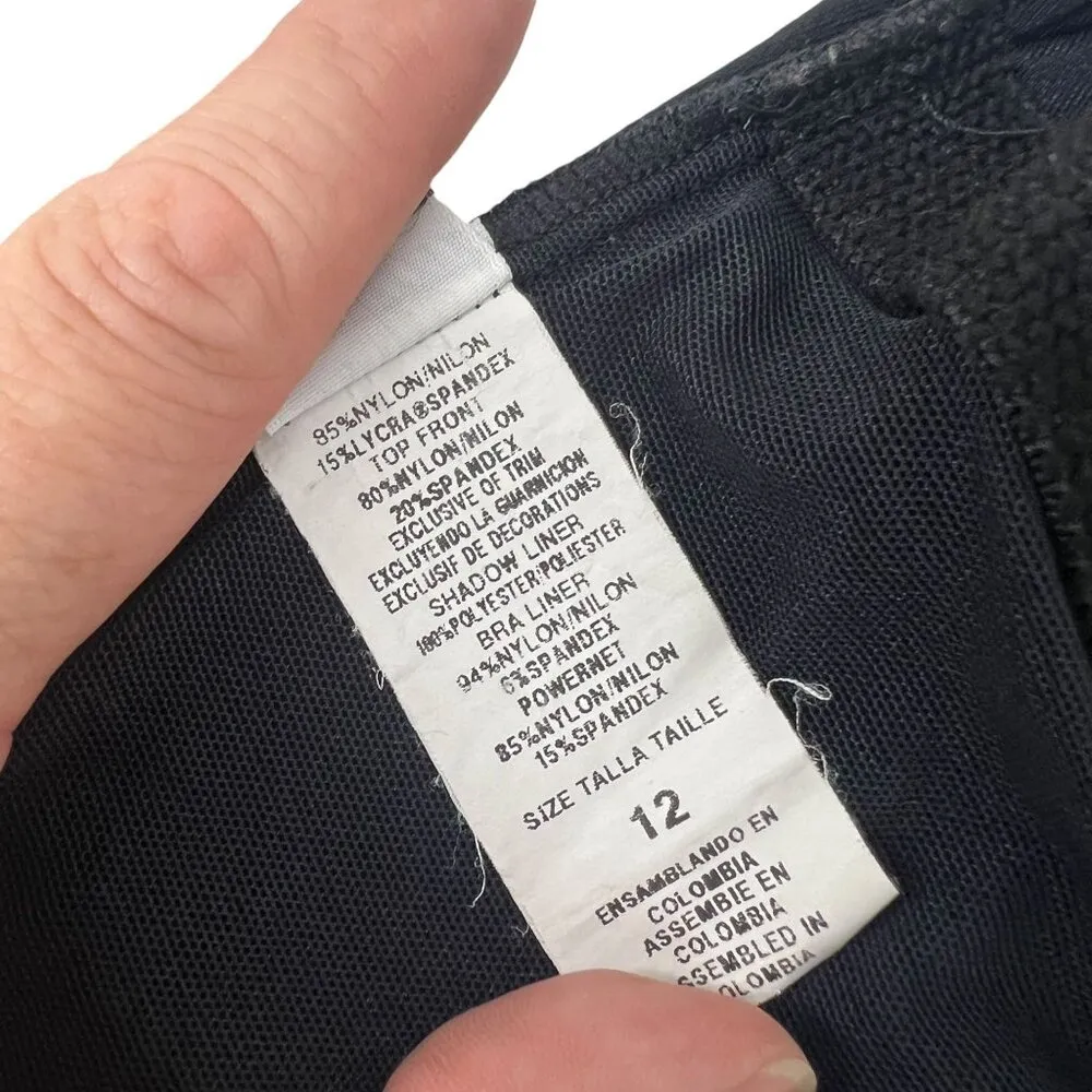 Longitude Black Mesh Velvet Detail One Piece Slimming Swimwear Womens Size 12 - Image 5