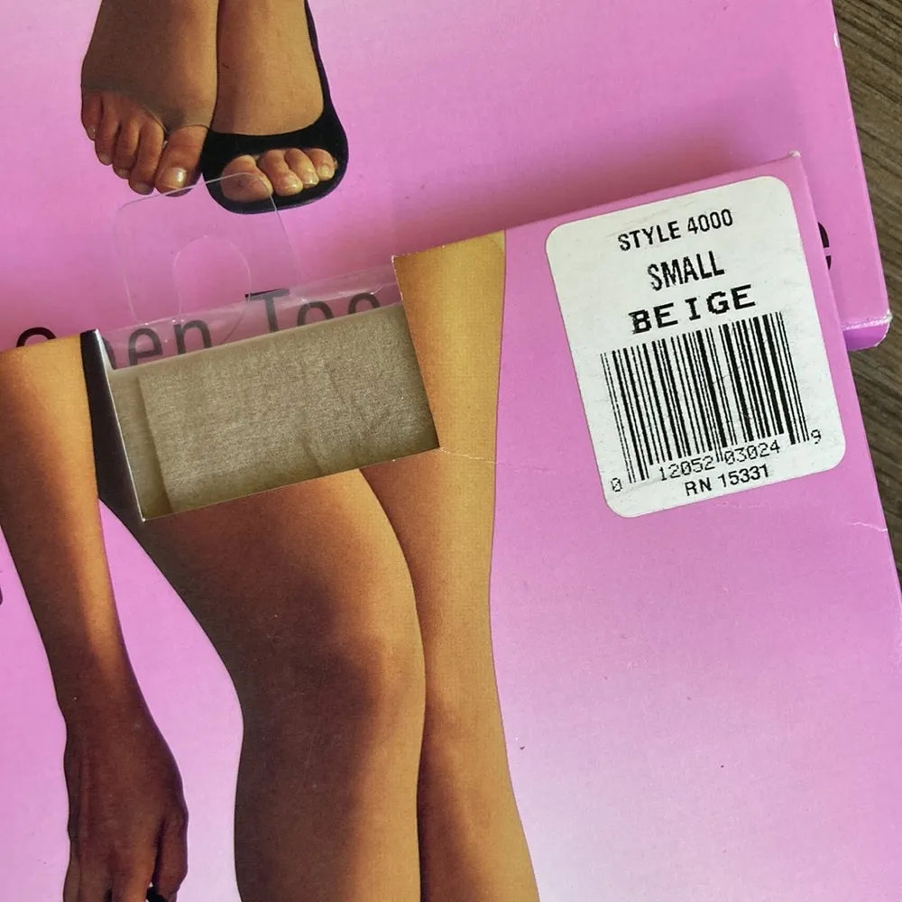 Unopened 2 Pair Open Toe Pantyhose sz Small Nude & Beige Tan - Image 4