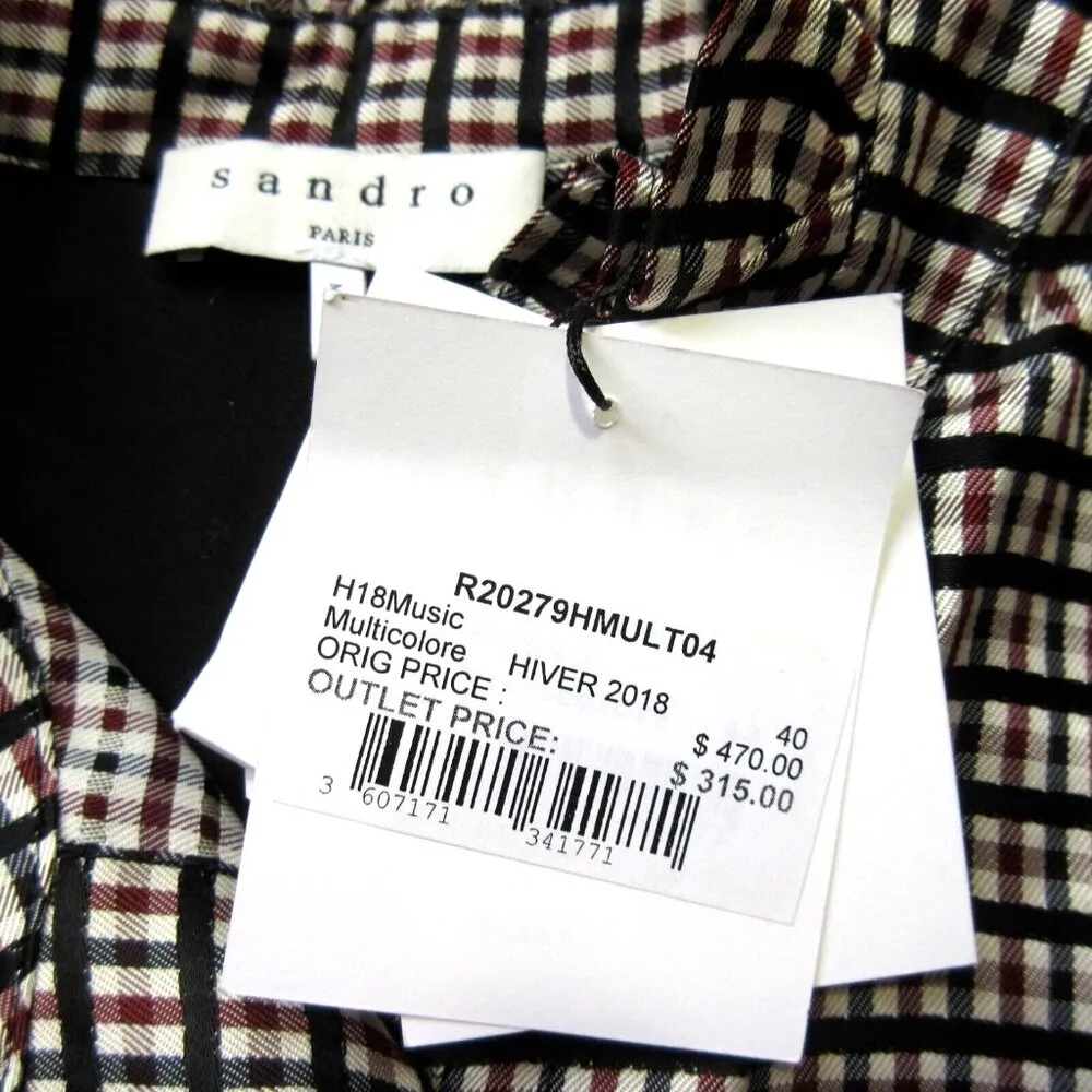 NWT Sandro Music in Optic Plaid Ruffle Placket Mini Shirt Dress 40 / US 8 - Image 5