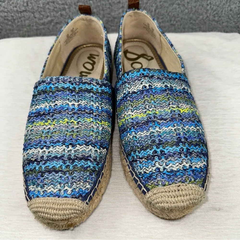 Sam Edelman Shoes 9M Blue Womens Khloe Espadrille Slip On Mini Wedge Sandals - Image 7