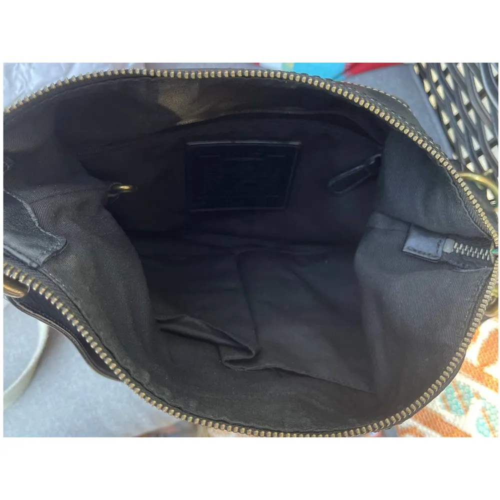 Coach #10403 purse black signature logo jacquard bronze hardware - Image 4