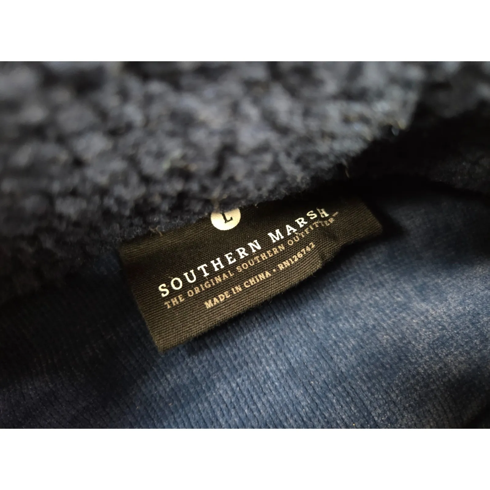 Southern Marsh Navy Oatmeal Beckett Snap Fleece Pullover Women's Large - Image 2