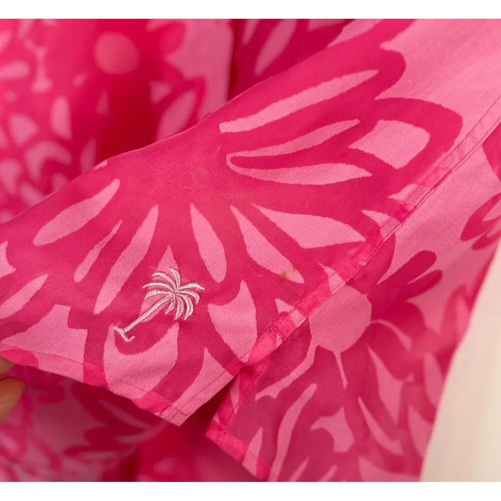 Lilly Pulitzer Womens Shirt Pink Resort Fit Button Up Floral Barbiecore Small - Image 8