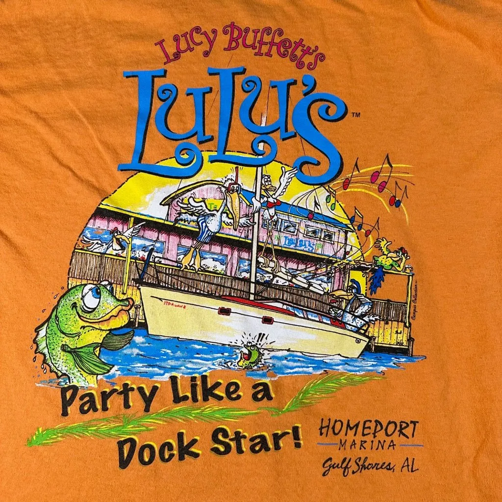 Lulu's Gulf Shores AL Large Gildan Orange Short‎ Sleeve Crew Neck Graphic Tee - Image 2